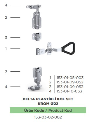 ARKA KAPI KILIT SET DELTA PLS KOL 22 MM KROM B.SUZ